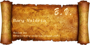Bary Valéria névjegykártya